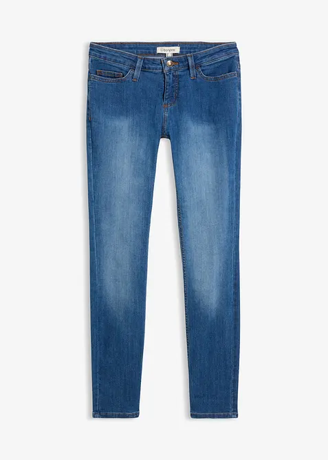 Skinny Jeans Mid Waist, Stretch in blau von vorne - bonprix