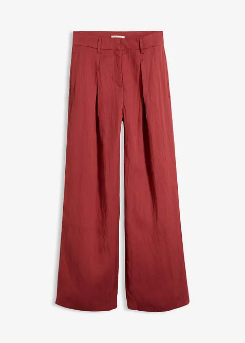 Sommerliche Bundfaltenhose in rot von vorne - bonprix