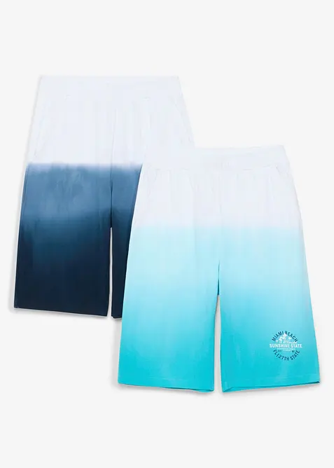 Jersey-Longbermuda aus reiner Bio Baumwolle (2er Pack) in blau von vorne - bonprix