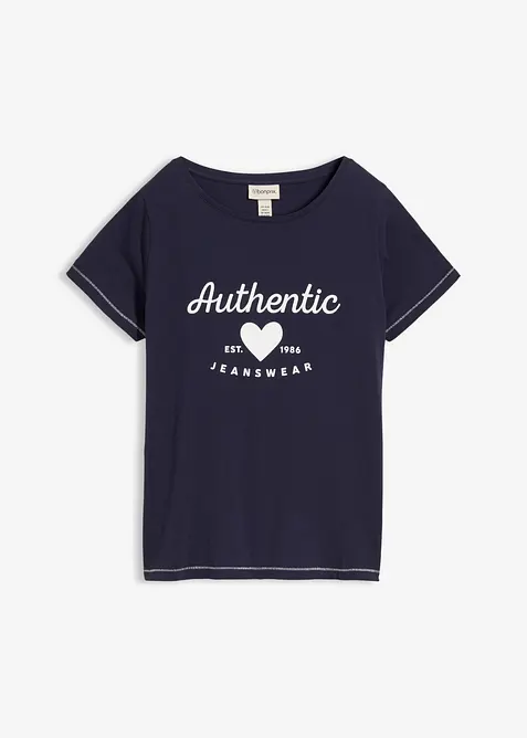 T-Shirt in blau von vorne - bonprix