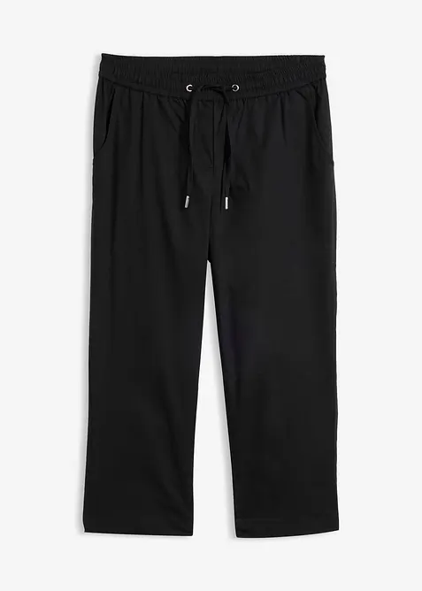 3/4-Hose aus elastischem Baumwoll-Mix in schwarz von vorne - bonprix