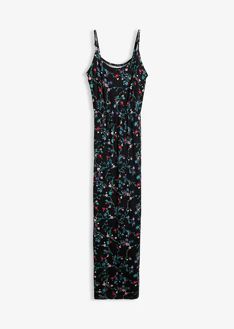 tailliertes Maxi-Kleid mit Druck in schwarz von vorne - bonprix