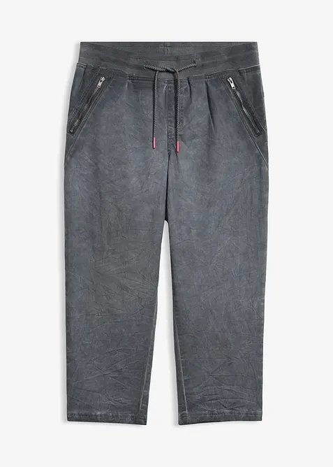 3/4-Hose mit Kontrast-Bindeband aus Baumwoll-Mix in grau von vorne - bonprix