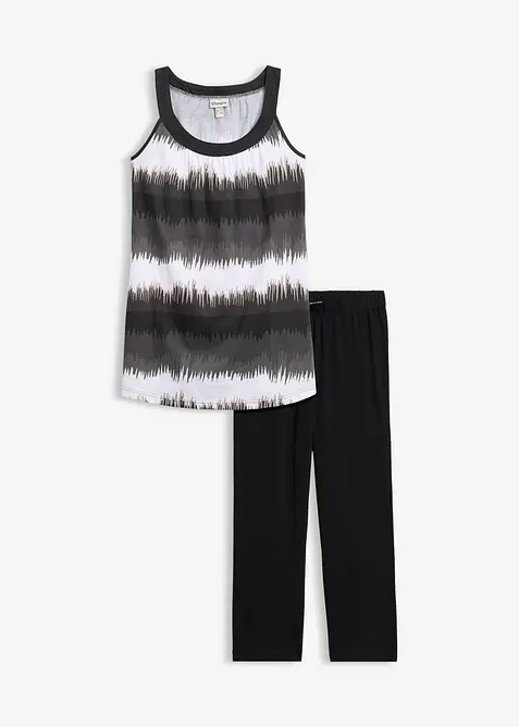 Kleid+Capri-Leggings (2-tlg. Set) in schwarz von vorne - bonprix