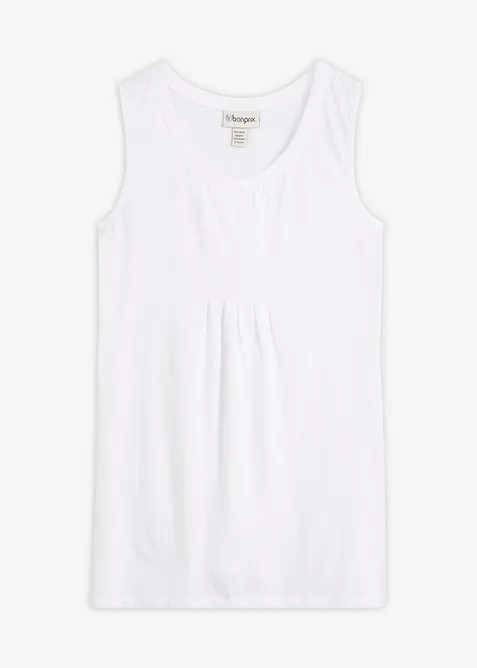 Jersey Long-Top aus reiner Baumwolle in weiß von vorne - bonprix