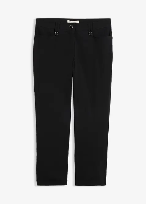 7/8-Hose aus elastischem Bengalin in schwarz von vorne - bonprix