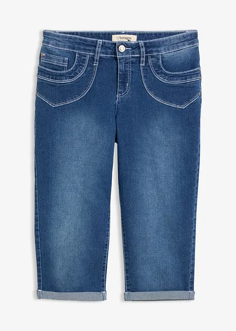 Straight Jeans Mid Waist, cropped in blau von vorne - bonprix