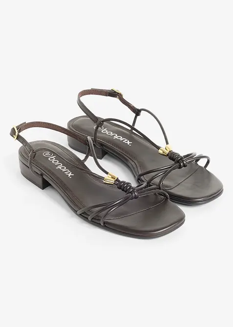 Riemchensandalen mit Metallic-Details in braun - bonprix