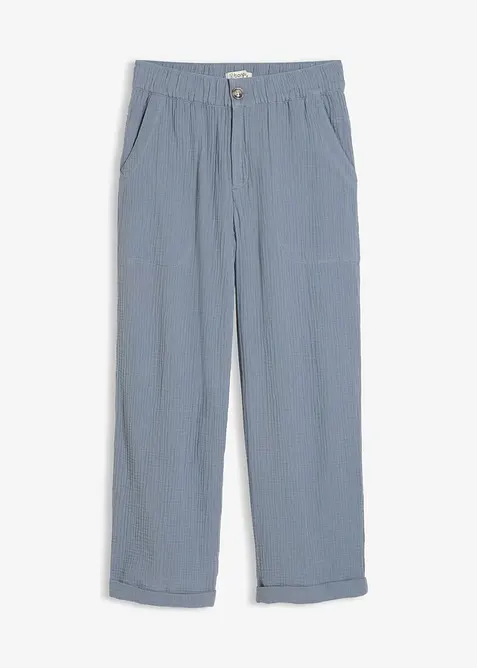 Musselin-Culotte aus reiner Baumwolle in blau von vorne - bonprix