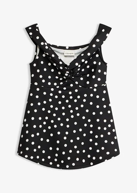 Cold-Shoulder-Shirt mit tiefem Ausschnitt in schwarz von vorne - bonprix