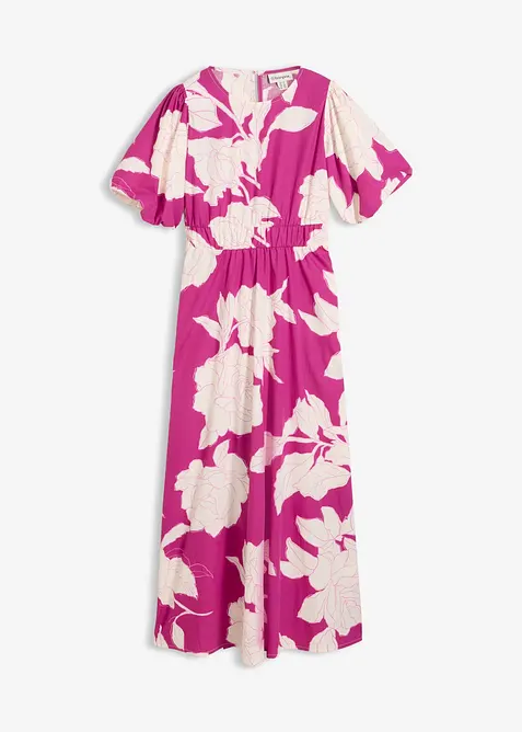 Maxikleid aus reiner Baumwolle in pink von vorne - bonprix