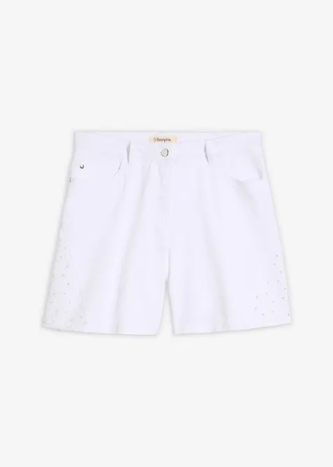 Shorts mit Lochstickerei in weiß von vorne - bonprix