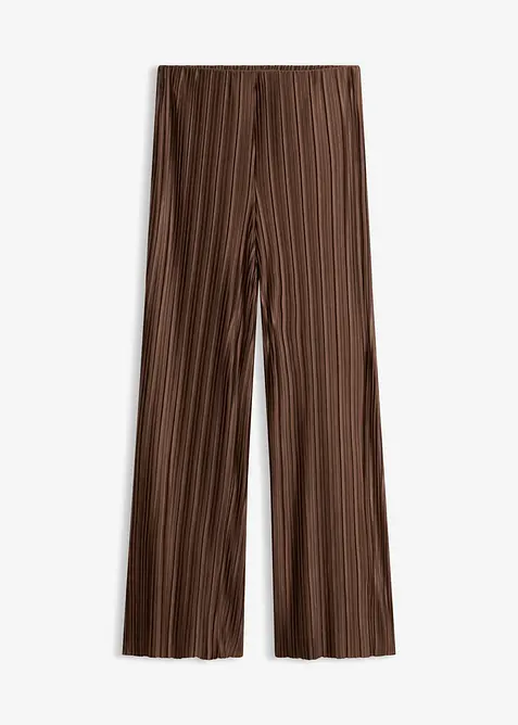 Palazzo-Hose aus strukturiertem Plissee in braun von vorne - bonprix