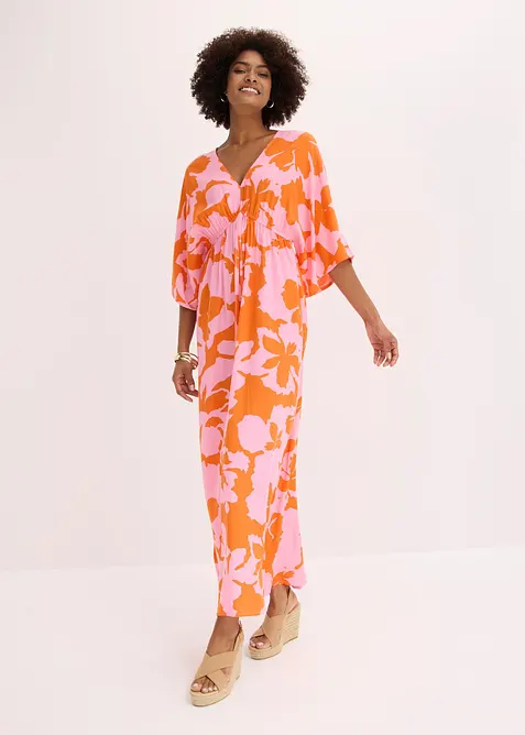 Maxikleid aus fließender Viskose in lila im Look von vorne (Totalaufnahme) - bonprix