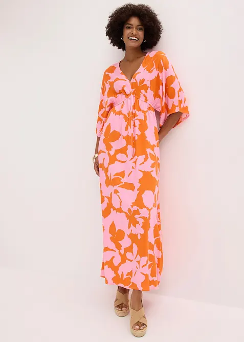 Maxikleid aus fließender Viskose in lila von vorne (Totalaufnahme) - bonprix