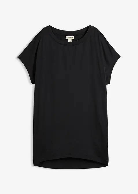 Longshirt aus reiner Baumwolle in schwarz von vorne - bonprix