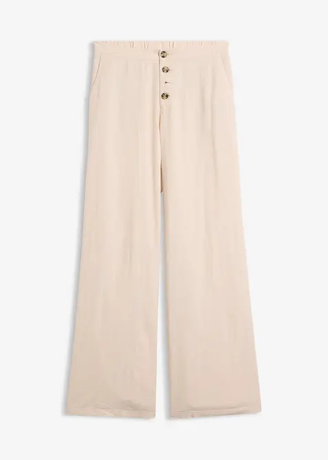 Lange Palazzo-Hose mit Leinen in beige von vorne - bonprix