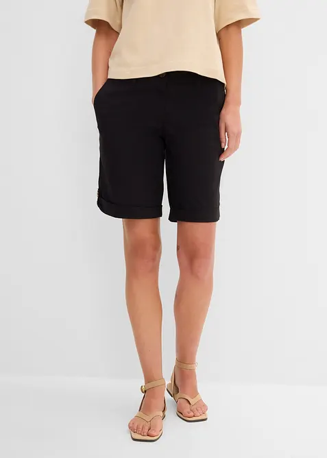 Stretch-Bermuda in schwarz von vorne - bonprix