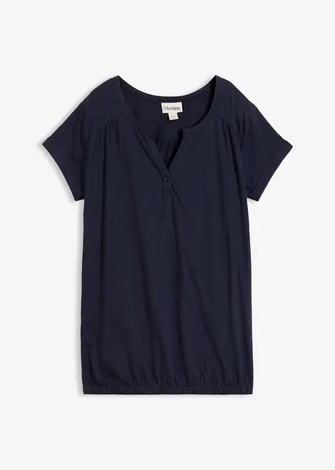 Baumwoll-Shirt, Kurzarm in blau von vorne - bonprix