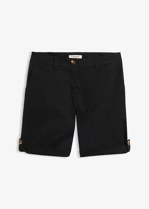 Stretch-Bermuda in schwarz von vorne - bonprix