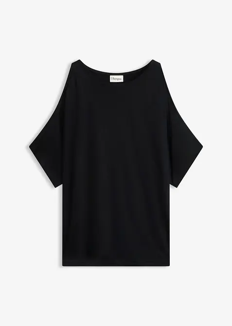 Cold-Shoulder-Shirt aus Viskose in schwarz von vorne - bonprix