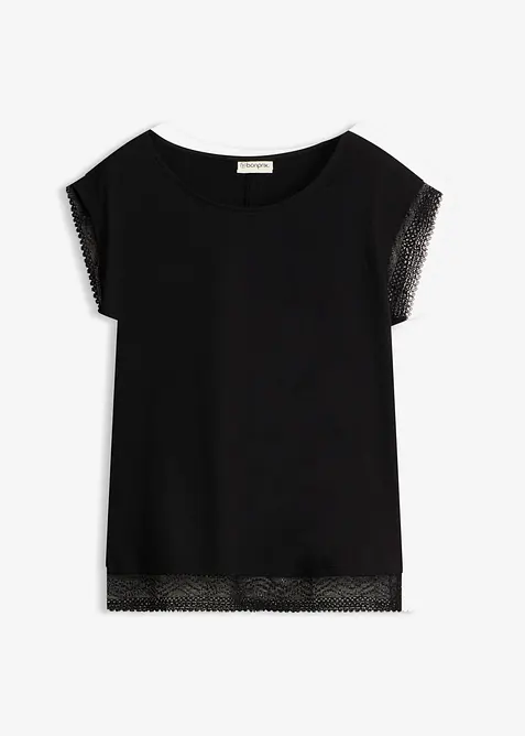 Boxy-Shirt aus reiner Bio-Baumwolle in schwarz von vorne - bonprix