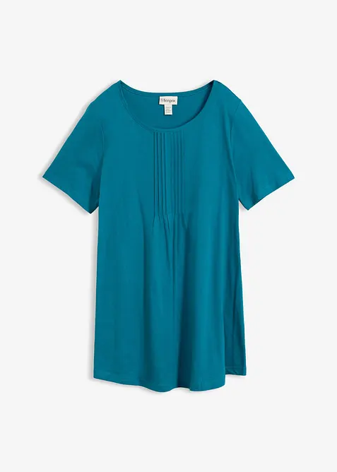 T-Shirt in A-Linien-Form, kurzarm in petrol von vorne - bonprix