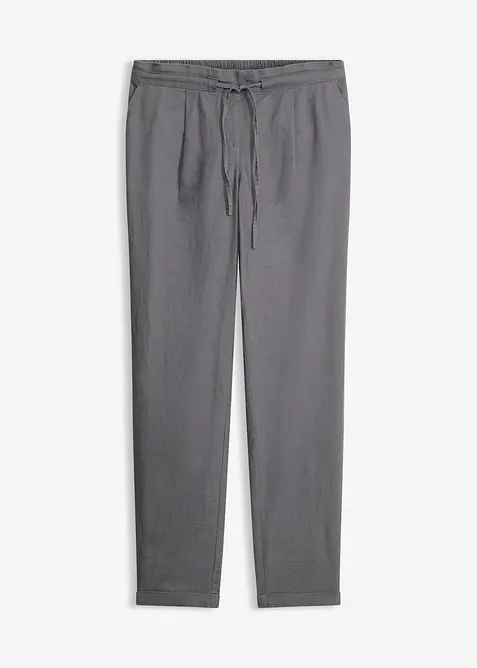 Leinenhose aus reinem Leinen in grau von vorne - bonprix