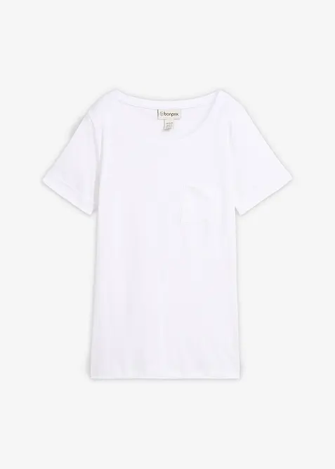 Longshirt aus reiner Bio-Baumwolle in weiß von vorne - bonprix