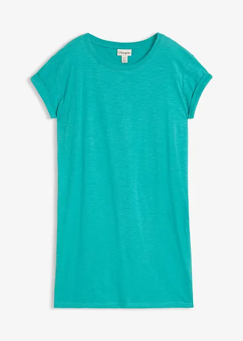 Shirtkleid aus reiner Bio-Baumwolle in grün von vorne - bonprix