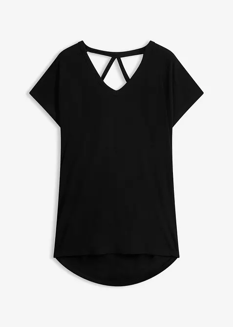 Shirt aus softem Visksose-Mix in schwarz von vorne - bonprix