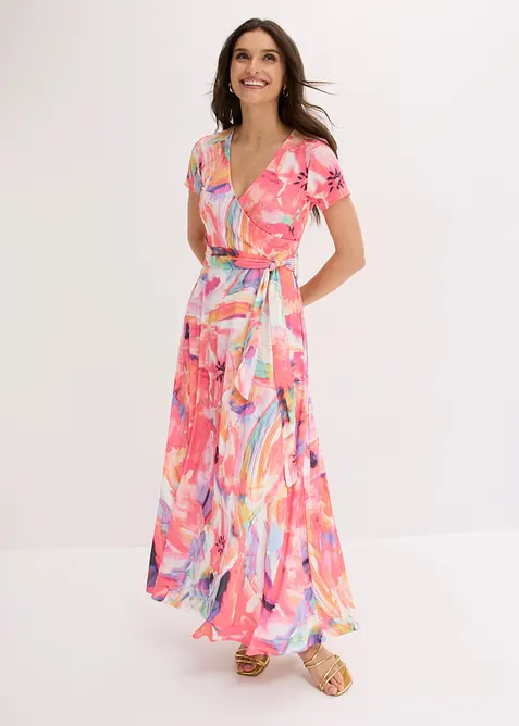 Kurzarm-Maxikleid in pink im Look von vorne (Totalaufnahme) - bonprix