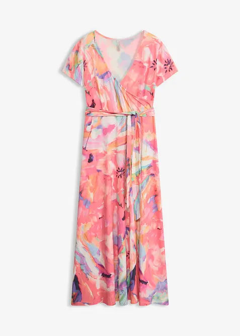 Kurzarm-Maxikleid in pink von vorne - bonprix