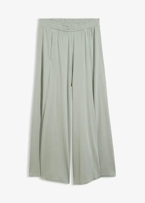 Jersey-Culotte mit weitem Bein in grün von vorne - bonprix