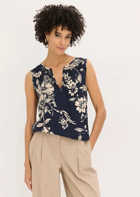 Viskose Top in blau von vorne (im Anschnitt) - bonprix
