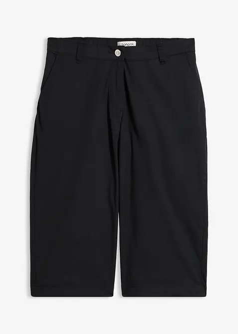 Long-Bermuda aus elastischem Baumwoll-Mix in schwarz von vorne - bonprix