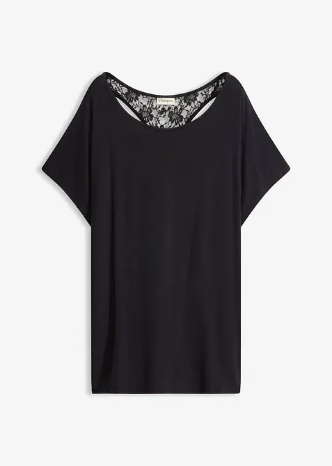 Shirt aus Viskose-Mix in schwarz von vorne - bonprix