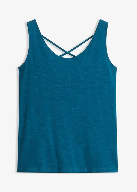 Jersey-Top aus reiner Bio-Baumwolle in petrol von vorne - bonprix