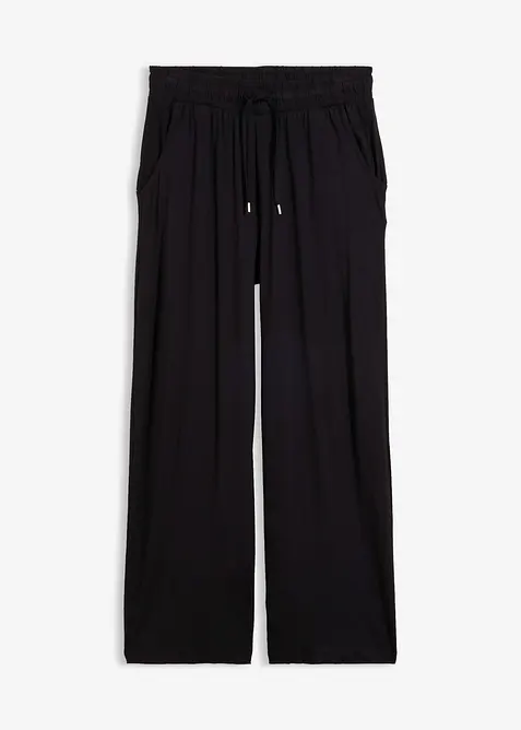 Jersey- Hose aus fließendem Viskose-Mix in schwarz von vorne - bonprix