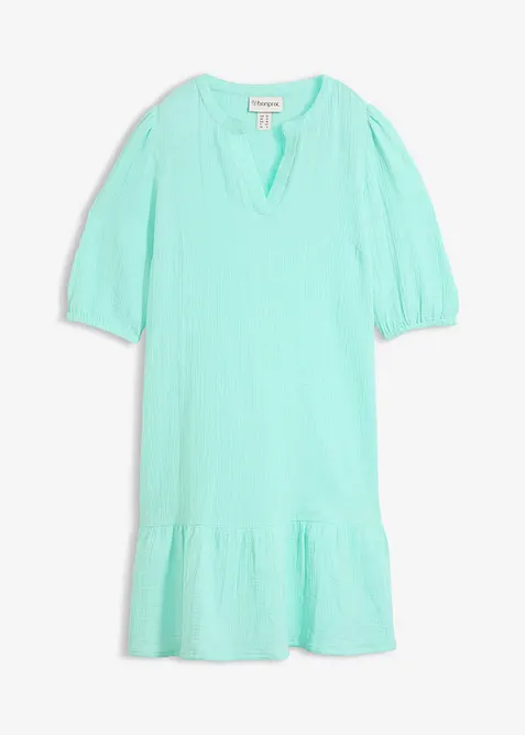 Minikleid aus softem Musselin in grün von vorne - bonprix
