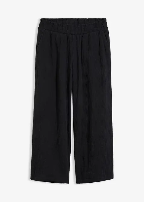 Musselin-Culotte aus reiner Baumwolle in schwarz von vorne - bonprix