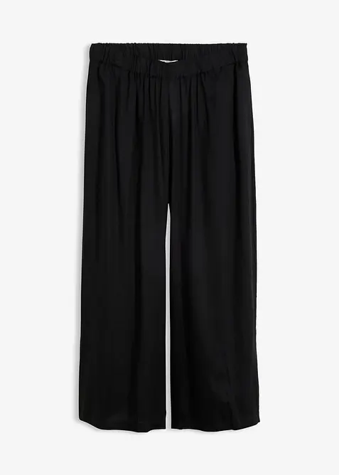 Weite Culotte aus fließender Viskose in schwarz von vorne - bonprix