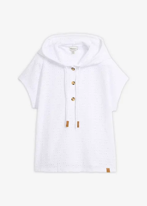 Kapuzen-Henleyshirt in weiß von vorne - bonprix