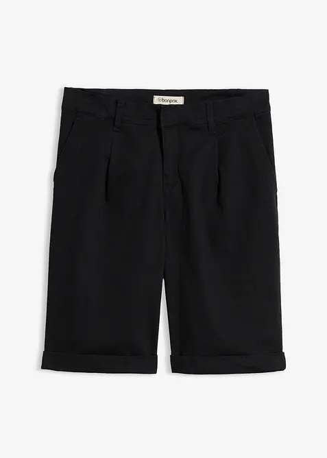 Bermuda aus elastischem Baumwoll-Mix in schwarz von vorne - bonprix