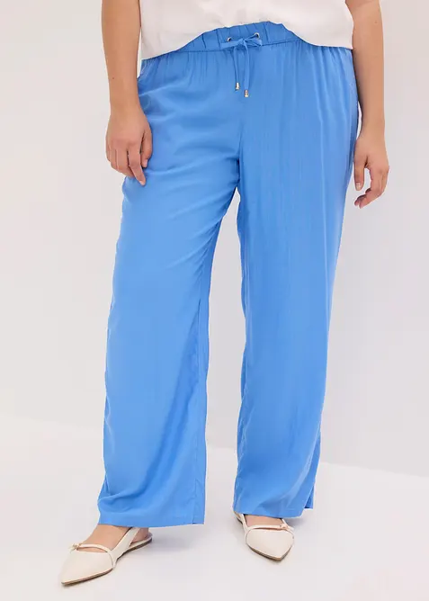 Viskose Schlupfhose in blau von vorne - bonprix