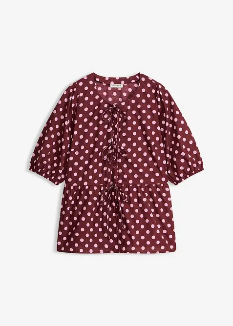 Bluse mit Schleifen aus reiner Baumwolle in rot von vorne - bonprix