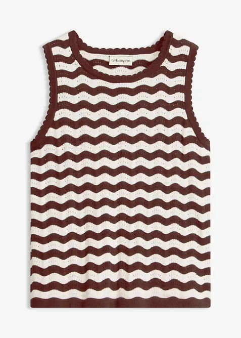 Stricktop aus reiner Baumwolle in weiß von vorne - bonprix