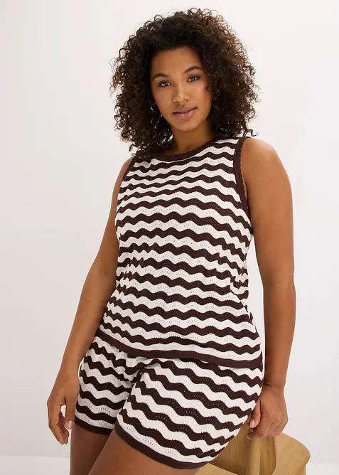 Stricktop aus reiner Baumwolle in weiß von vorne (im Anschnitt) - bonprix