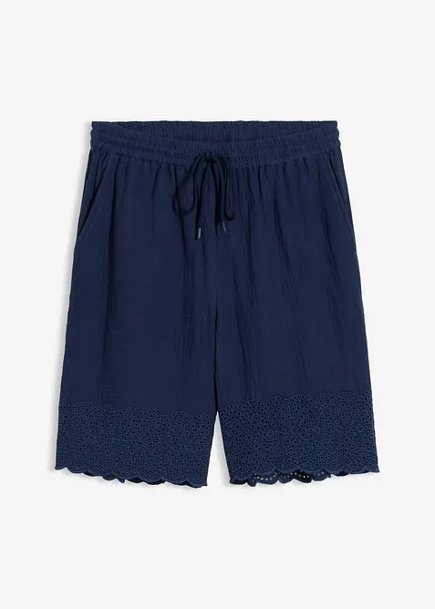 Bermuda aus luftigem Musselin in blau von vorne - bonprix