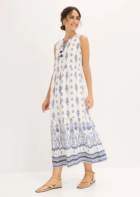 Maxikleid aus fließender Viskose in weiß von vorne (Totalaufnahme) - bonprix